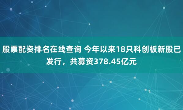 股票配资排名在线查询 今年以来18只科创板新股已发行，共募资378.45亿元
