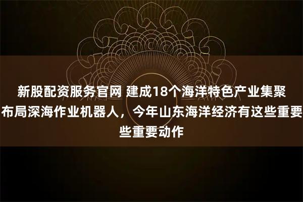 新股配资服务官网 建成18个海洋特色产业集聚区、布局深海作业机器人，今年山东海洋经济有这些重要动作